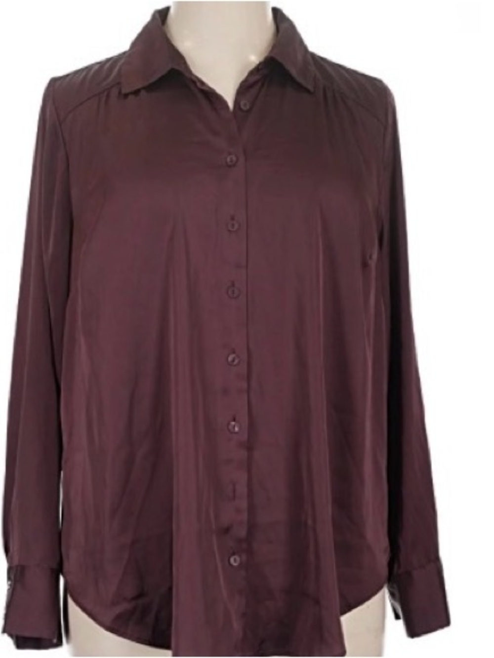 Torrid Dark Brown Madison Satin Button-up Long Sleeve Shirt